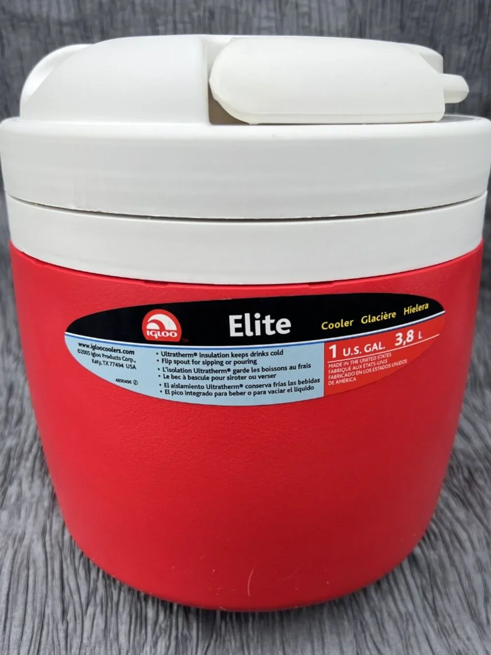 Vtg IGLOO Elite 1 gallon Water Cooler Dog K9 Training Drinking Red & White USA